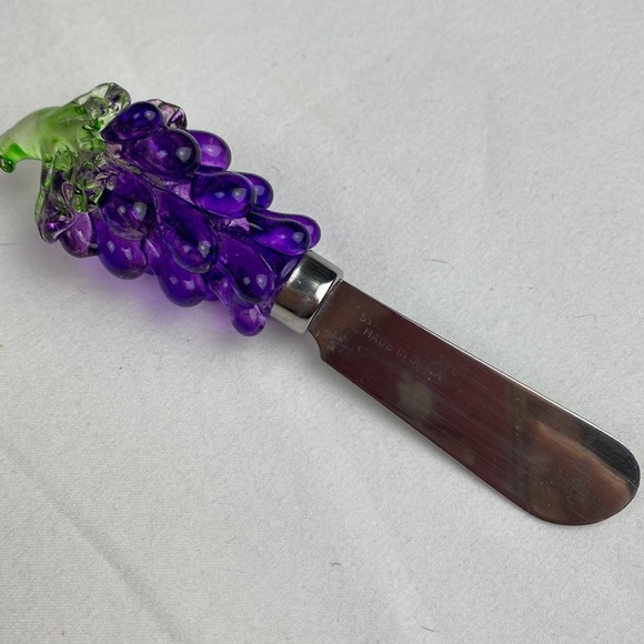 Vintage mini butcher block with decorative spreader knives - Picture 12 of 14